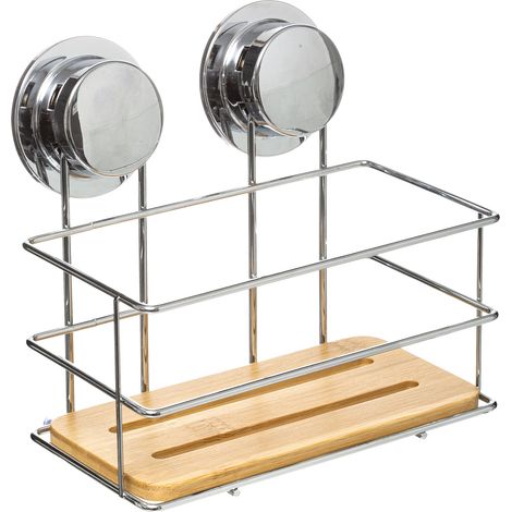 5Five Simply Smart – Support de douche en bambou avec ventouses – Dimensions 19x12x18,5 cm – Fixation facile – Résistant à l'humidité pour salle de bain moderne (1/10)