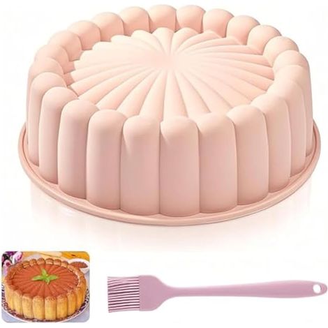 Moule à gâteau en silicone 8 pouces, moule rond antiadhésif, moule cannelé réutilisable et flexible pour génoise, cheesecake, muffins et puddings (1/5)