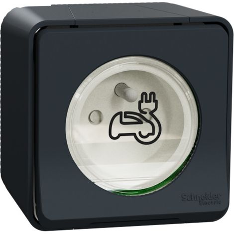 Schneider Electric – Prise de courant 2P + T renforcée pour VE – MUR36010 – Saillie – Indice de protection IP44 – Pour installation en extérieur