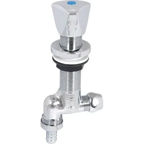 JS Valvola sottolavello per lavatrice, con raccordo portagomma, con maniglia a triangolo, 1/2'', filetto di collegamento 3/4'' inferiore, cromo, 0017811550001