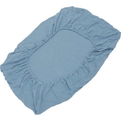 Drap-housse pour lit bébé, 100% coton froissé, doux, respirant et confortable, bleu encre, pour matelas de lit bébé et lit enfant. (1/5)