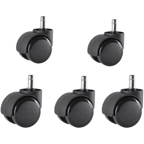 Set mit 5 Bürostuhlrollen 11 mm x 22 mm - - Rollen für harte Böden bis 175 kg - - Räder für Drehstühle - - Einfache Installation ohne Werkzeug (1/5)