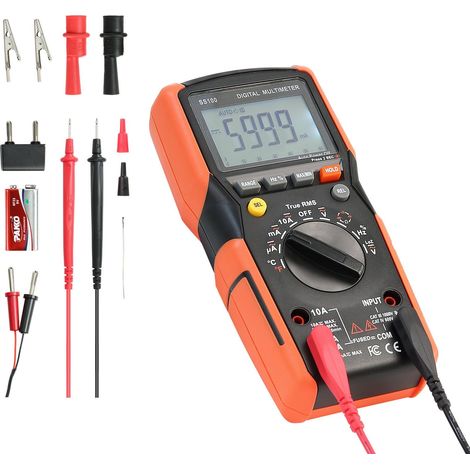 Multimètre numérique 6000 points, TRMS AC/DC, testeur de tension et courant, gamme automatique pour mesure de résistance, capacité, température, diodes, continuité et basse impédance. (1/5)
