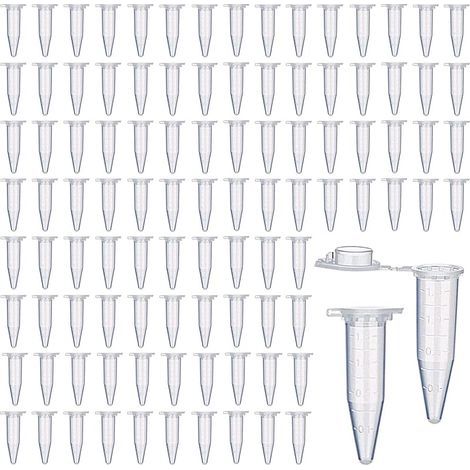 100 Pièces Tubes à Centrifuger de 1,5 ML, Micro Tube à Centrifuger en Plastique, Micro Tubes à Essai Flacon, Plastique Tube à Essai Centrifuge, Conique Microtube, Adapté à Laboratoires (1/5)