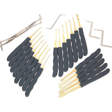 Kit d'outils de crochetage professionnel 24 pièces, kit de formation avec étui en cuir pour serrures