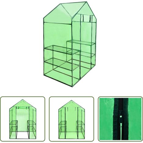 vidaXL Serre vert transparent - Serre avec 4 étagères (1/5)