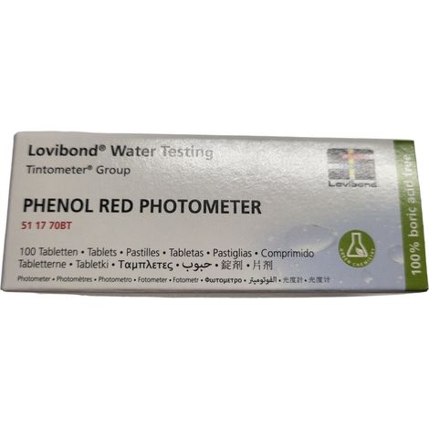 Photomètre à rouge de phénol pack de 100 comprimés 511770BT – Testeur pH pour analyse de l'eau de piscine – Compatible avec photomètres Lovibond
