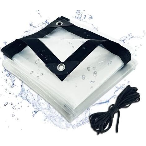 Bâche Transparente imperméable avec œillets, Transparente résistante aux intempéries, auvent et bâches Pliables,Couvercle de Protection, âche à Huile imperméable pour Meubles de Jardin, Plantes(3x3m)