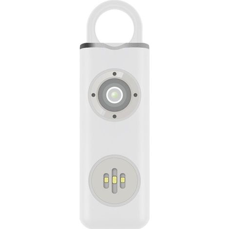 Alarme Personnelle, 2pcs Alarme de Poche Rechargeable, 130dB Sirène d'Autodéfense , Porte-Clés de Sécurité, Signal Lumineux Clignotant à LED, Alerte d'urgence pour Femmes Agées et Enfants - Blanc