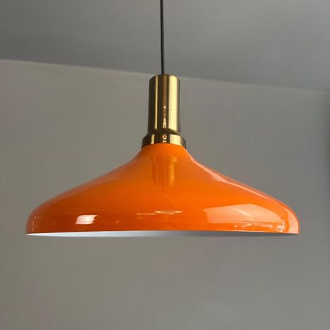 Champion Suspension Luminaire Vintage, Lustre Salon de 35 cm, Lustre Cuisine en Métal, Lampe E27 Vintage pour Chambre, Suspension Luminaire pour Salle à Manger, Couloir, Orange Vif (1/5)