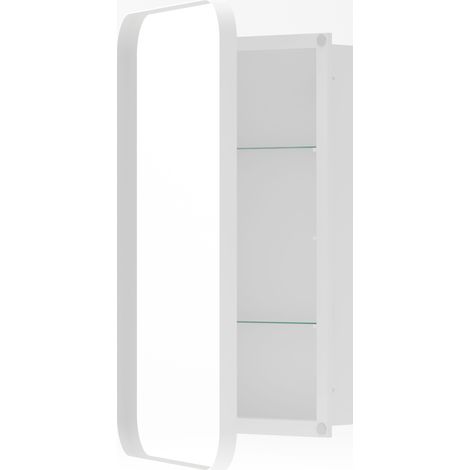 Armoire miroir rectangulaire élégante, armoire de toilette encastrée, meuble mural avec cadre métallique, miroir et étagères réglables, meuble miroir de rangement pour salle de bain, salon et chambre, (1/5)