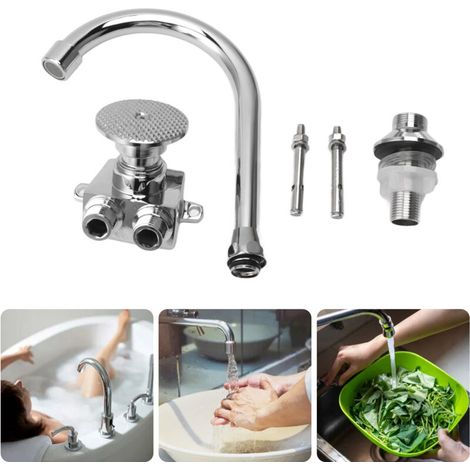 Cuivre cuisine plat bassin pédale vanne de sortie d'eau pédale sortie d'eau ménage cuisine chaude et froide chaude (1/5)