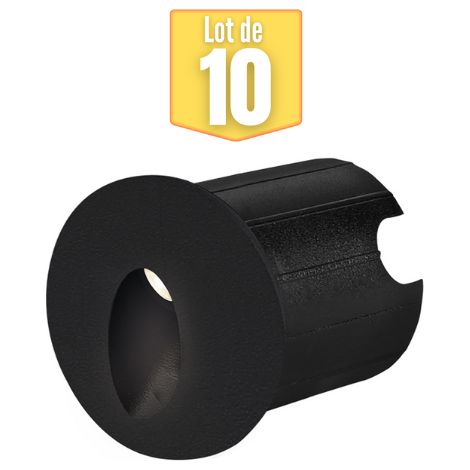lot de 10 mini spots LED mural BRAYTRON Vector B, rond, noir, 2W, 3000K, IP65 (1/5)