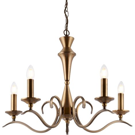 Endon Kora - Candela a sospensione a 5 bracci multibraccio in ottone antico, E14 (1/5)