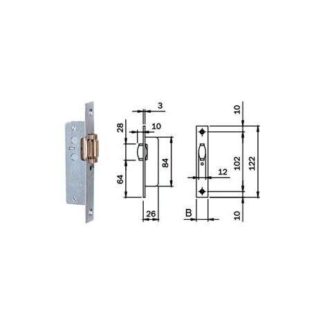 SERRATURA INFILARE MONTANTI SOLO RULLO 764  frontale mm.16 (764001)    ISEO