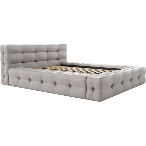 Letto trapuntato 140 x 190 cm Tessuto chiné Grigio  - LERUCO di PASCAL MORABITO