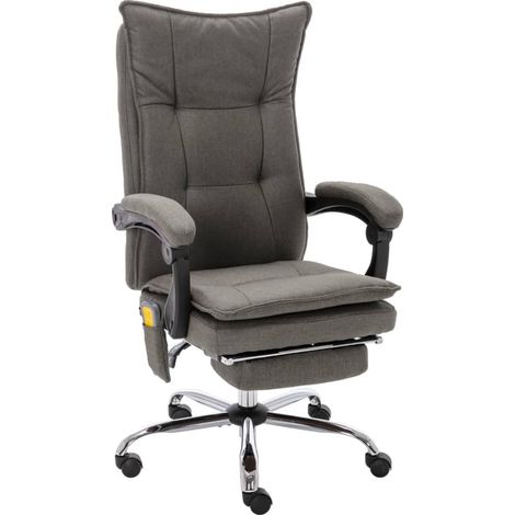Fauteuil de bureau massant, tissu gris
