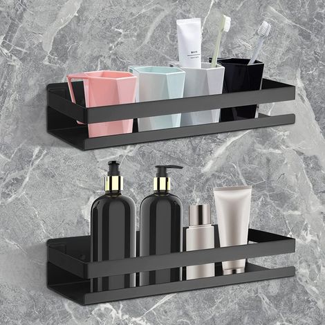 Jiajia AI, Étagère murale sans perforation pour salle de bain, acier inoxydable, 2pcs pour jardin, terrasse et (1/5)
