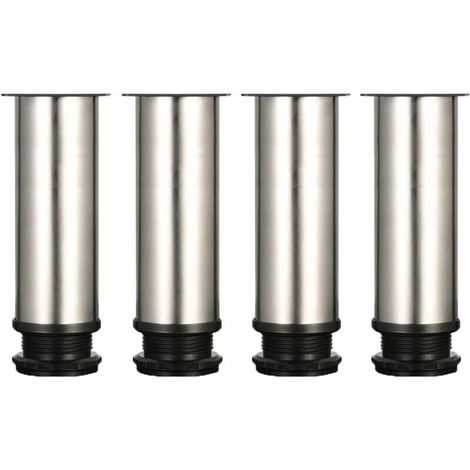 4 Pieds Réglables 150 mm De Hauteur épaissir les pieds d'armoire Pieds de table Pieds de meubles, Acier inoxydable brossé, Hauteur réglable 0-15 mm Venez avec des vis en acier inoxydable (1/5)