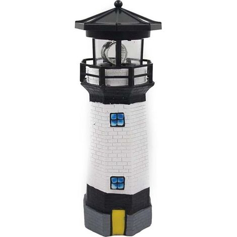 Phare solaire, lampe de jardin LED rotative, éclairage de pelouse, lampe décorative d'extérieur pour terrasse et patio (1/5)