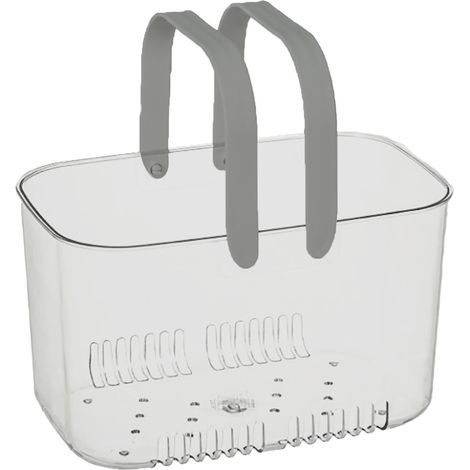 Panier à fruits gris, poignée confortable, trous d'aération, accès facile, usage polyvalent pour camping. (1/5)