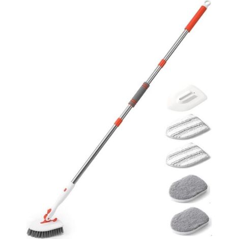 Brosse à récurer 3 en 1 pour salle de bain, baignoire, carrelage, brosse de nettoyage améliorée pour baignoire, sol, mur, cuisine, salle d'eau (1/5)