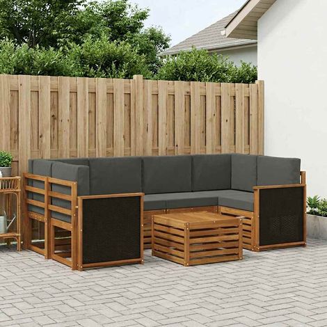 vidaXL Outdoor-Sofagarnitur mit Kissen 7 pcs Natur und Anthrazit (1/5)
