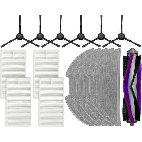 Accessoires robot aspirateur Eureka E10S, brosse rouleau/latérale/filtre/HEPA/lingette (1/5)