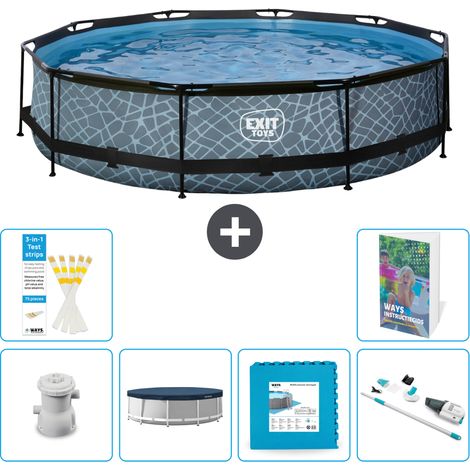 Exit Pool Rund - Steinoptik - 360x76 cm - 7-teilig S183