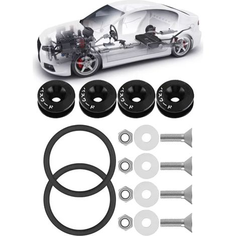 Kit Fixation Rapide JDM Haute Résistance Surface Oxyde Anodique Noir pour Auto (1/5)