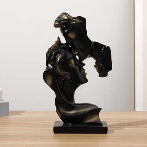 Statue de Couple créative en Forme de Baiser - Statue Résine Baisers Amant Sculpture Bureau Art Moderne Figure Décoration,B (1/4)