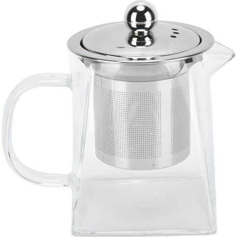 Théière en verre transparent avec filtre en acier inoxydable 304 amovible, 350ml pour maison ou bureau (1/5)