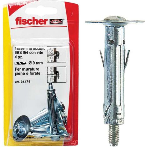 Fischer Metall-Spreizdübel SBS 9/2 K mit Mittelhaken - 4er Pack