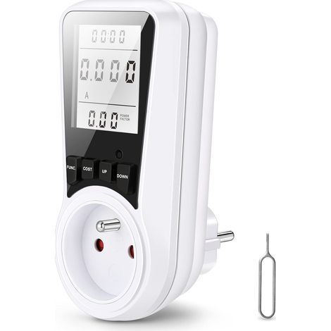 Wattmètre Prise Compteur d'Énergie, Prise Consommation Electrique avec 7 Modes Surveillance et Écran LCD Rétroéclairé, Mesure Consommation Electrique pour Économie d'Energie, Puissance (1/5)