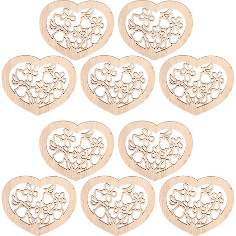 10 cœurs creux en bois, décoration artisanale pour la maison et les mariages (5) (1/5)