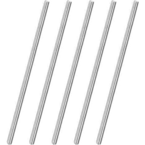 Tiges filetées complètes en acier inoxydable 304 – M10 × 300 mm, lot de 5 pièces, droites, pour fixations murales et meubles