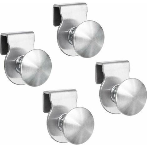 Lot de 4 poignées de porte en verre - En acier inoxydable - Sans perçage - Pour portes de 5 à 8 mm