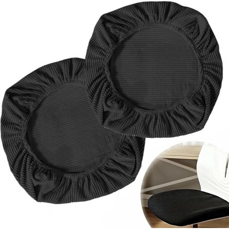 2 Pcs Housse De Chaise De Bureau, Housse pour Chaises Élastiques, Housse Chaise Bureau, Housses Fauteuil Gaming, Shousse Tabouret Pivotant, Protection Chaisea (Noir) (1/5)