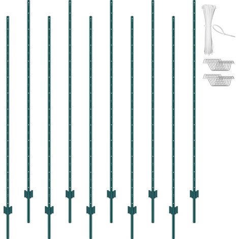 Poteau de Clôture en Métal 213,36 cm, Lot de 10, Piquets de Clôture en Acier au Carbone Robuste, Poteaux Métalliques pour Jardin, Pelouse, Fermes, Clôtures Extérieures, Potagers, Routes, Vert (1/5)