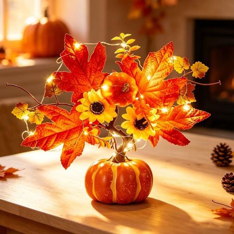 Décoration automne arbres artificiels érable LED à piles (1/5)