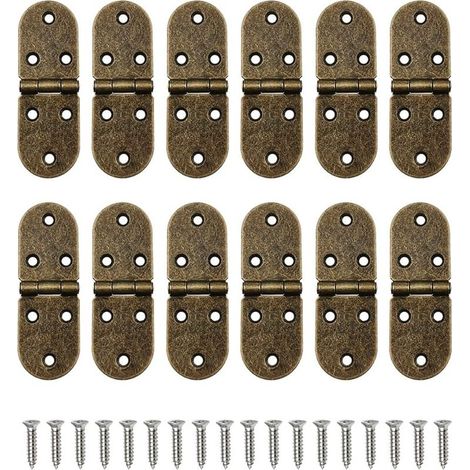 Charniere 12 Pièces avec 72 Vis de Charnière – Charniere Porte, Charniere Porte Placard pour Bois, Fenêtre, Table Pliante, Armoires, Portes de Cuisine et D'armoire (Couleur Laiton) (1/5)
