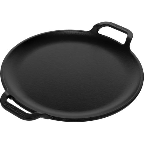 Victoria 38328 Plaque à Griller en Fonte à Induction pour Pizza, Poêle 25cm pour Barbecue, Four Noir (1/5)