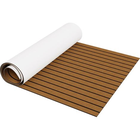 Tapis de pont JOIEYOU 240 x 60 cm en mousse EVA autocollante, imitation teck, marron, pour bateaux, yachts, vedettes et bateaux à moteur. (1/4)