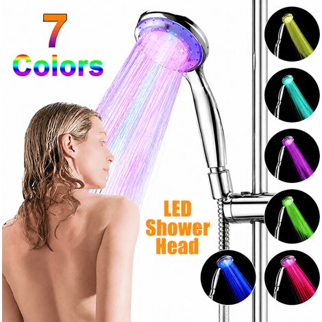 Pommeau de douche LED – 7 couleurs – Activation par pression d'eau – 21,5 x 7,8 x 4 cm (1/5)