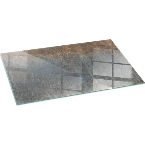 Plaque en verre Cheminée Protecteur de Sol Sous la Cheminée Verre Trempé Protection Thermique Motif texturé abstrait 100x50 cm (1/5)