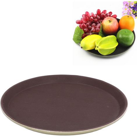 Plateau rond antidérapant en verre trempé, emballé dans un sachet à bulles, plateau commercial pour cafés, bars, KTV, plateaux à thé, plateaux de chambres d'hôtel, verre trempé de 28 cm. (1/5)