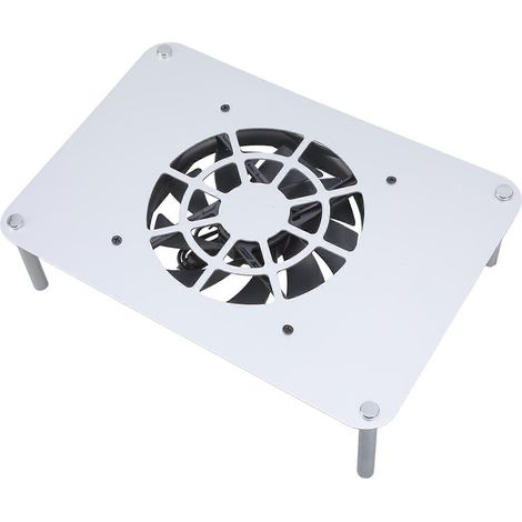 Router-Kühlfuß, Lüfterhalterung, 12 cm, 14 cm, Lüfter-Kühlkörperhalterung für Router, Host-Kühlung, Silber (Silber) (1/4)