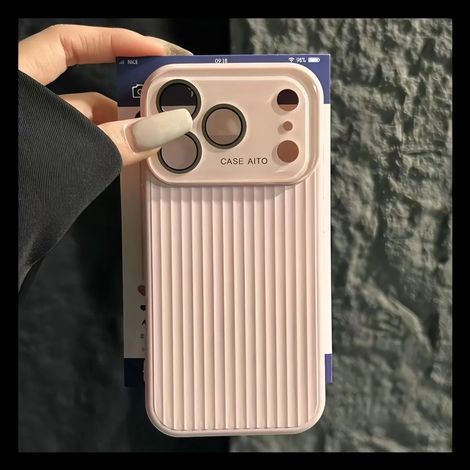 (Rose, iPhone 15 Pro Max) Coque de téléphone en silicone liquide ondulé avec protection de l'objectif et absorption des chocs.