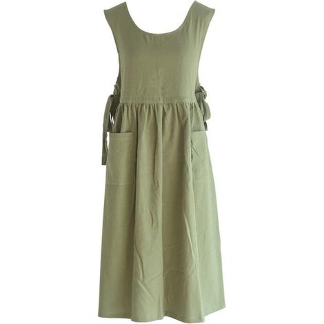 Schürze für Damen, einfarbig, mit gekreuzten Trägern, Vintage-Stil und 2 Taschen. (1/5)