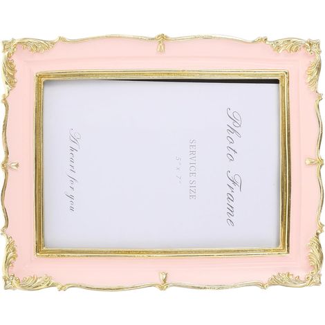 Cadre photo de table vintage en résine rose, style européen, motif en relief, protège vos photos (1/5)
